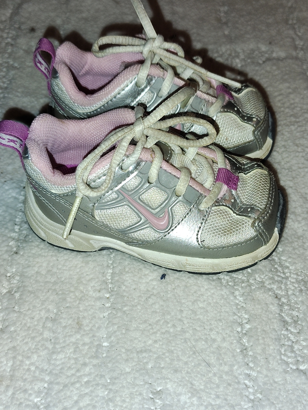 Nike Kids Silver and Pink Athletic Sneakers